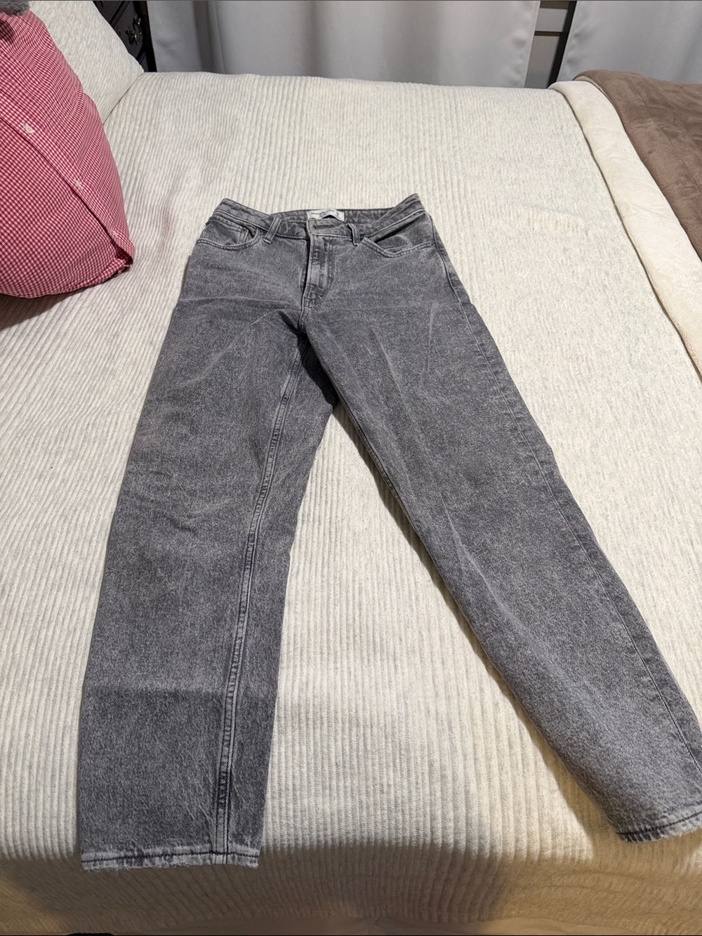 Abercrombie & Fitch Gray High-Rise Straight Leg Jeans Curve Love